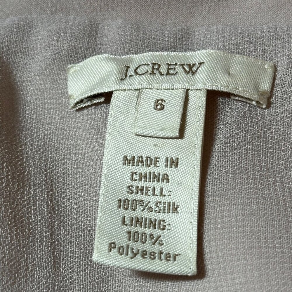 J.Crew Silk Dress Size 6 Beige V-Neck Sleeveless A-Line Fully Lined Side Zipper - Picture 3 of 8